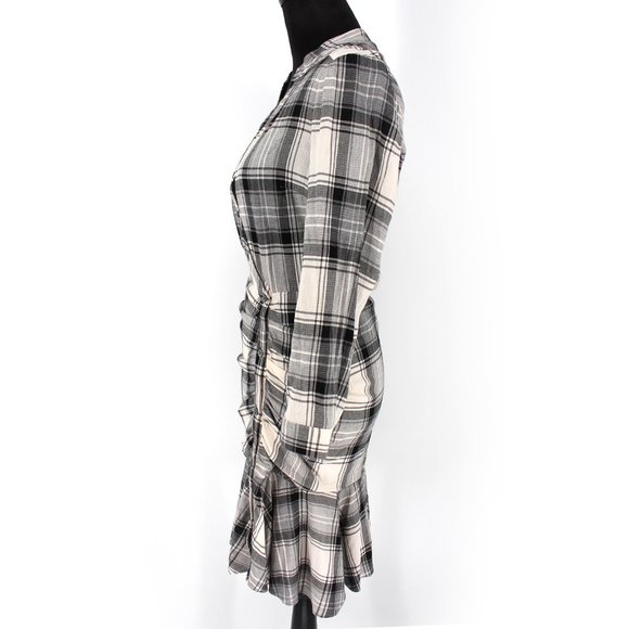 Veronica Beard Rowe Plaid Long Sleeve Dress 6 - Picture 4 of 5